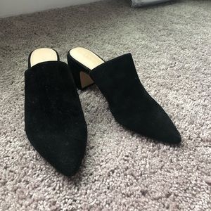 Also black suede slip on heeled booties  size 9